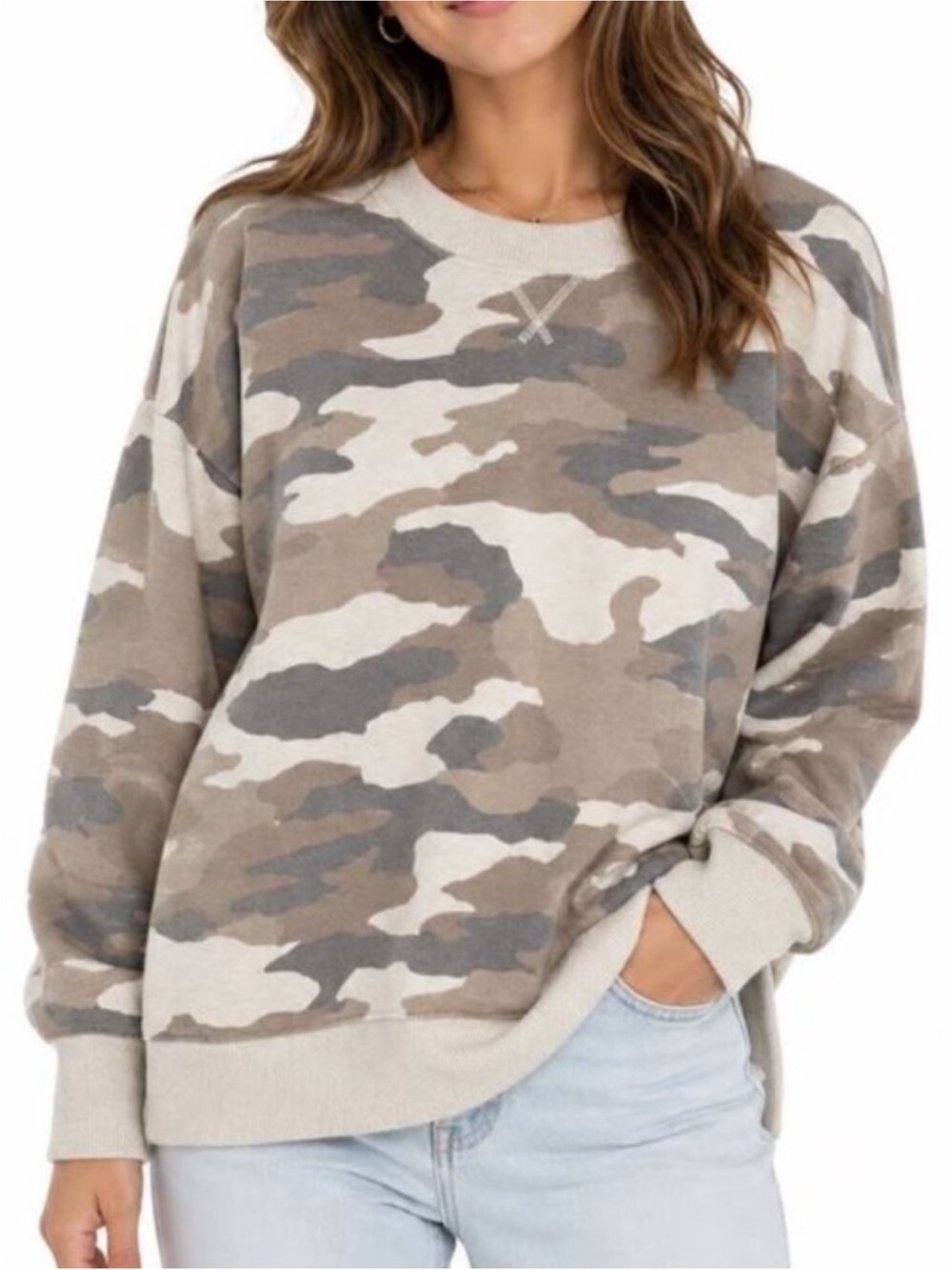Aerie Camo Oversized Crewneck Sweatshirt